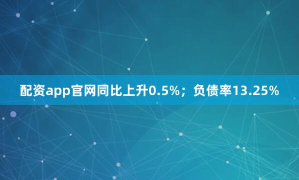 配资app官网同比上升0.5%；负债率13.25%